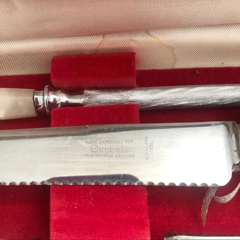 Vintage Gimbel’s Sheffield Stainless Steel Carving Set EUC